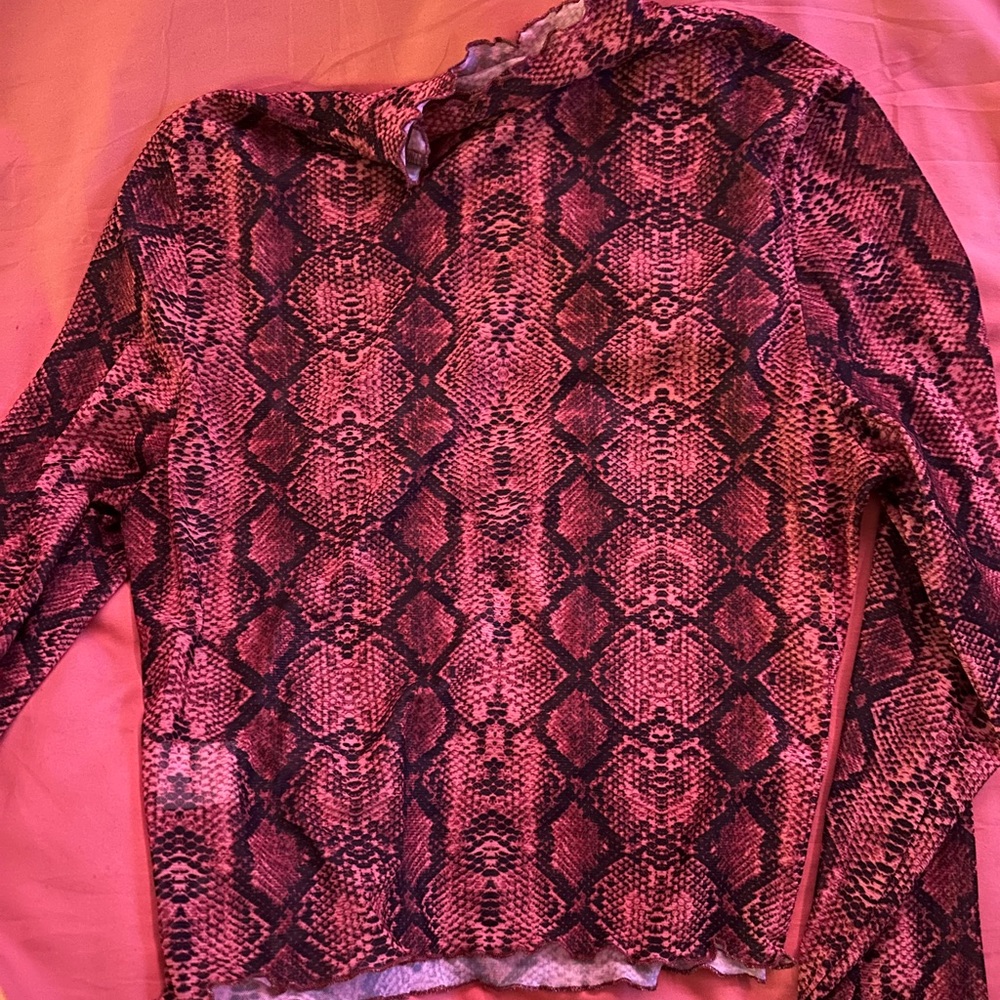 Orange Snake Print Long Sleeve Top